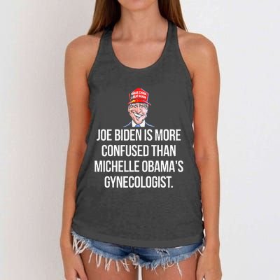 Anti Joe Biden Is More Confused Than Obama's Gynecologist Women's Knotted Racerback Tank