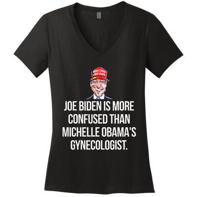 Anti Joe Biden Is More Confused Than Obama's Gynecologist Women's V-Neck T-Shirt