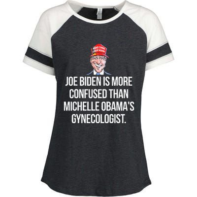 Anti Joe Biden Is More Confused Than Obama's Gynecologist Enza Ladies Jersey Colorblock Tee