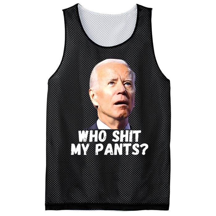 Anti Joe Biden Who Shit My Pants Funny Anti Biden Mesh Reversible Basketball Jersey Tank