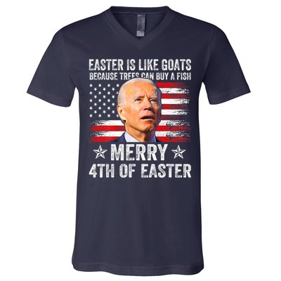 Anti Joe Biden Merry 4th Of Easter 4th Of July V-Neck T-Shirt