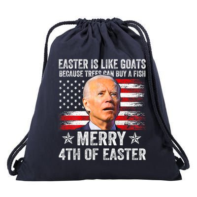Anti Joe Biden Merry 4th Of Easter 4th Of July Drawstring Bag