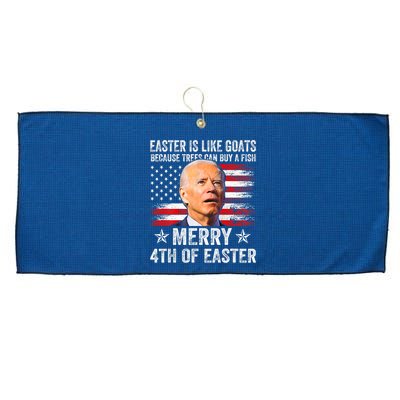 Anti Joe Biden Merry 4th Of Easter 4th Of July Large Microfiber Waffle Golf Towel