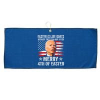 Anti Joe Biden Merry 4th Of Easter 4th Of July Large Microfiber Waffle Golf Towel