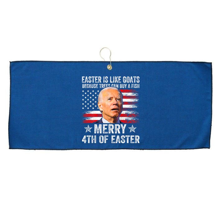 Anti Joe Biden Merry 4th Of Easter 4th Of July Large Microfiber Waffle Golf Towel