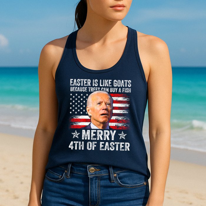 Anti Joe Biden Merry 4th Of Easter 4th Of July Womens Tank Top