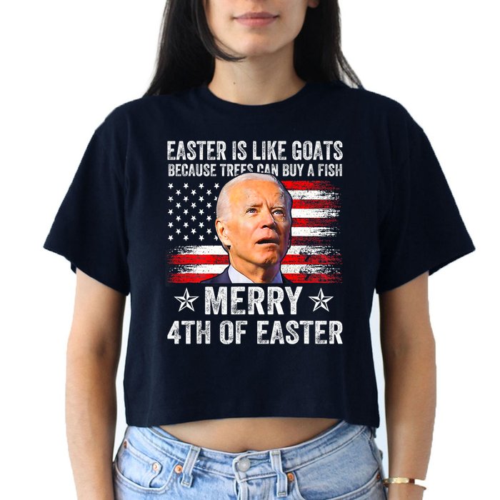 Anti Joe Biden Merry 4th Of Easter 4th Of July Crop Top