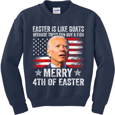 Anti Joe Biden Merry 4th Of Easter 4th Of July Kids Sweatshirt