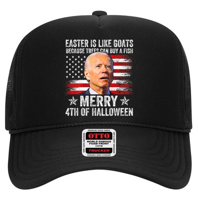Anti Joe Biden Merry 4th Of Halloween 4th Of July Trucker Hat
