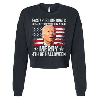 Anti Joe Biden Merry 4th Of Halloween 4th Of July Cropped Pullover Crew