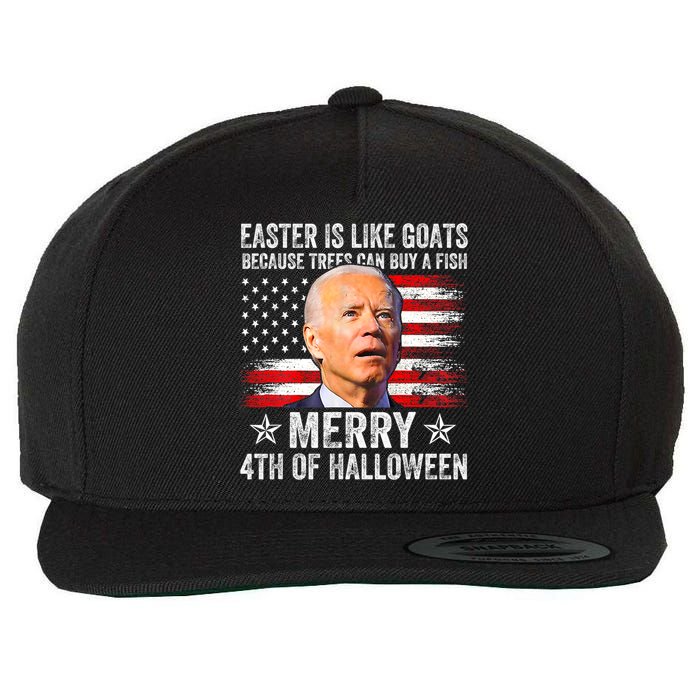 Anti Joe Biden Merry 4th Of Halloween 4th Of July Wool Snapback Cap