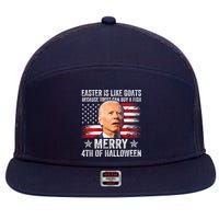 Anti Joe Biden Merry 4th Of Halloween 4th Of July 7 Panel Mesh Trucker Snapback Hat