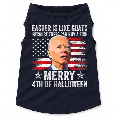 Anti Joe Biden Merry 4th Of Halloween 4th Of July Doggie Tank