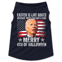 Anti Joe Biden Merry 4th Of Halloween 4th Of July Doggie Tank