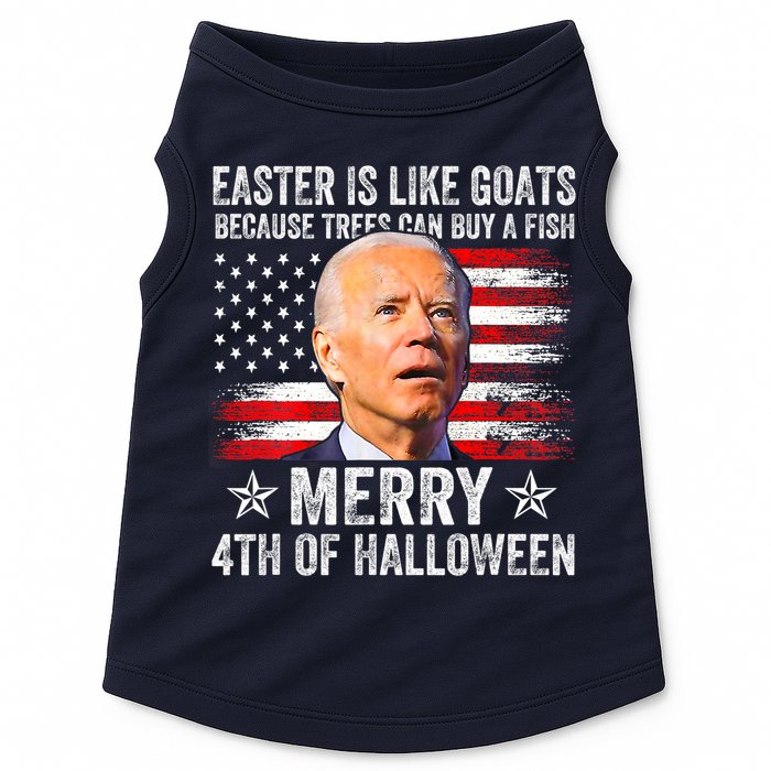 Anti Joe Biden Merry 4th Of Halloween 4th Of July Doggie Tank