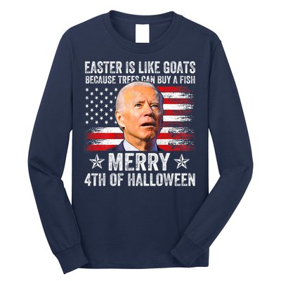 Anti Joe Biden Merry 4th Of Halloween 4th Of July Long Sleeve Shirt