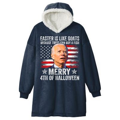 Anti Joe Biden Merry 4th Of Halloween 4th Of July Hooded Wearable Blanket