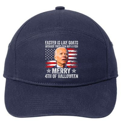 Anti Joe Biden Merry 4th Of Halloween 4th Of July 7-Panel Snapback Hat