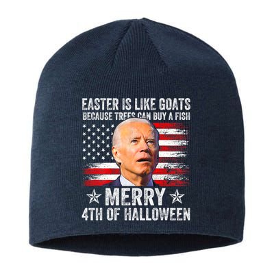 Anti Joe Biden Merry 4th Of Halloween 4th Of July Sustainable Beanie
