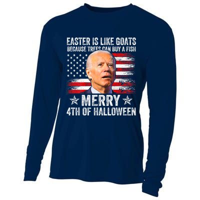 Anti Joe Biden Merry 4th Of Halloween 4th Of July Cooling Performance Long Sleeve Crew