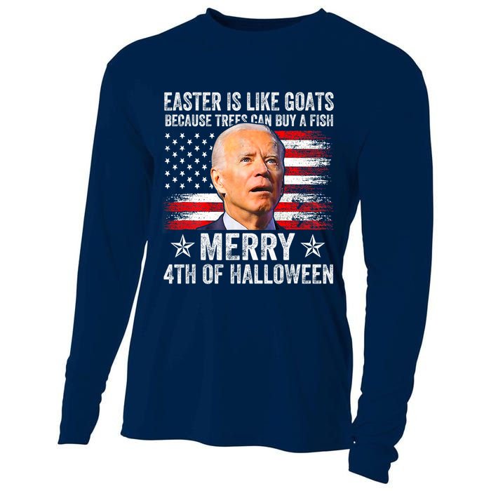 Anti Joe Biden Merry 4th Of Halloween 4th Of July Cooling Performance Long Sleeve Crew