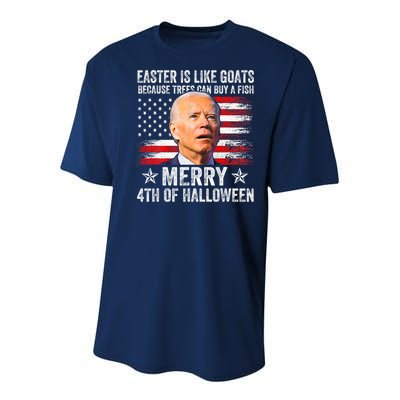 Anti Joe Biden Merry 4th Of Halloween 4th Of July Youth Performance Sprint T-Shirt