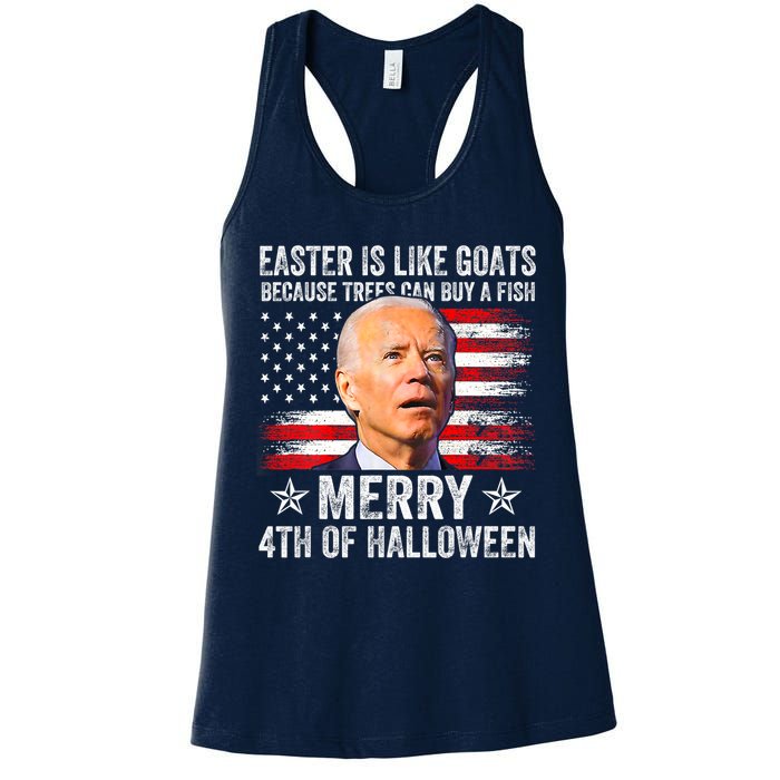 Anti Joe Biden Merry 4th Of Halloween 4th Of July Womens Tank Top