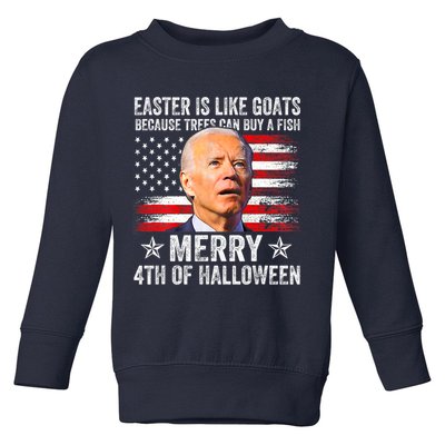 Anti Joe Biden Merry 4th Of Halloween 4th Of July Toddler Sweatshirt