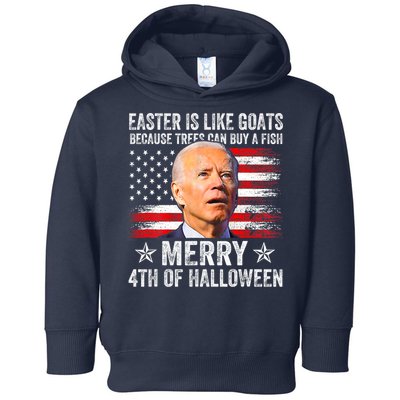 Anti Joe Biden Merry 4th Of Halloween 4th Of July Toddler Hoodie