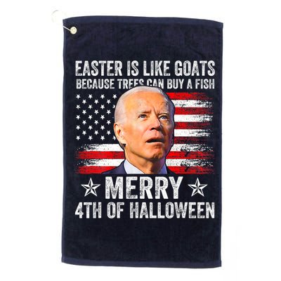 Anti Joe Biden Merry 4th Of Halloween 4th Of July Golf Towel