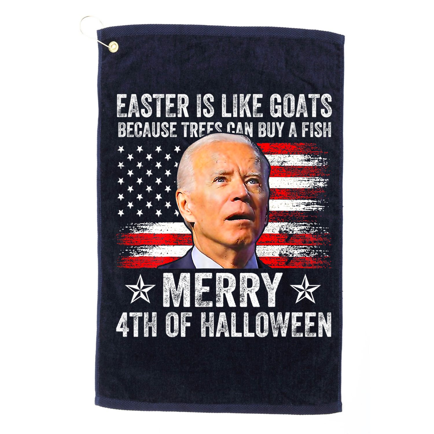 Anti Joe Biden Merry 4th Of Halloween 4th Of July Golf Towel