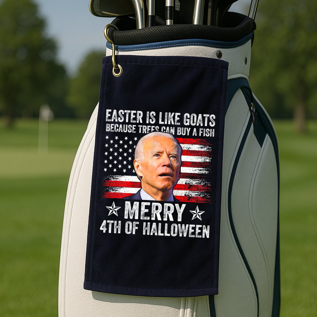 Anti Joe Biden Merry 4th Of Halloween 4th Of July Golf Towel