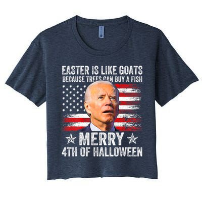 Anti Joe Biden Merry 4th Of Halloween 4th Of July Crop Top