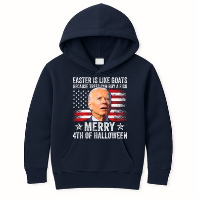 Anti Joe Biden Merry 4th Of Halloween 4th Of July Kids Hoodie