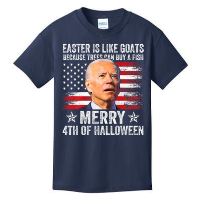 Anti Joe Biden Merry 4th Of Halloween 4th Of July Kids T-Shirt