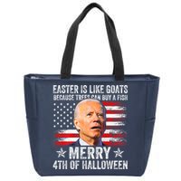 Anti Joe Biden Merry 4th Of Halloween 4th Of July Zip Tote Bag