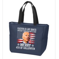 Anti Joe Biden Merry 4th Of Halloween 4th Of July Zip Tote Bag