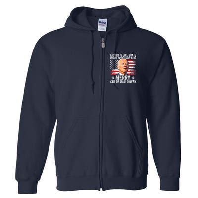 Anti Joe Biden Merry 4th Of Halloween 4th Of July Full Zip Hoodie