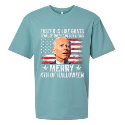 Anti Joe Biden Merry 4th Of Halloween 4th Of July Sueded Cloud Jersey T-Shirt