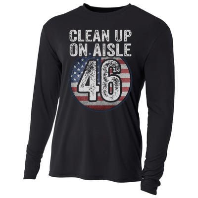 Anti Joe Biden Trump 2024 Back America Clean Up On Aisle 46 Cooling Performance Long Sleeve Crew