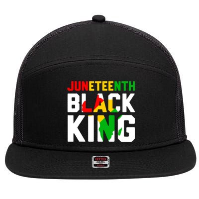 Awesome Juneteenth Black King Melanin Fathers Day Boy 7 Panel Mesh Trucker Snapback Hat