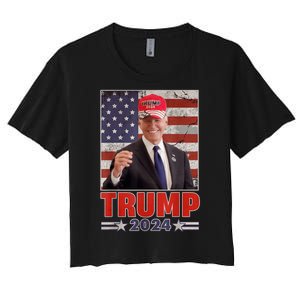 Anti Joe Biden Funny Conservative Donald Trump 2024 Women's Crop Top Tee