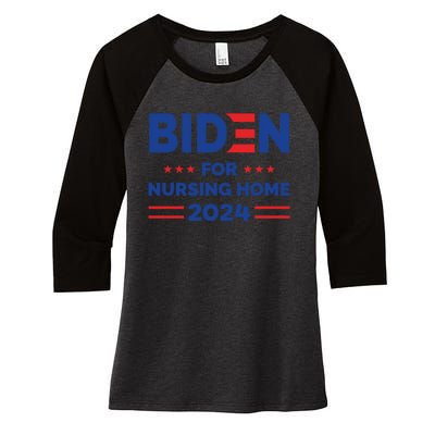 Anti Joe Biden For Nursing Home 2024 Let's Finish The Job Women's Tri-Blend 3/4-Sleeve Raglan Shirt