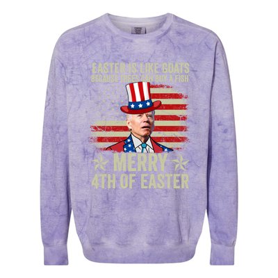 Anti Joe Biden Merry 4th Of Easter 4th Of July Colorblast Crewneck Sweatshirt