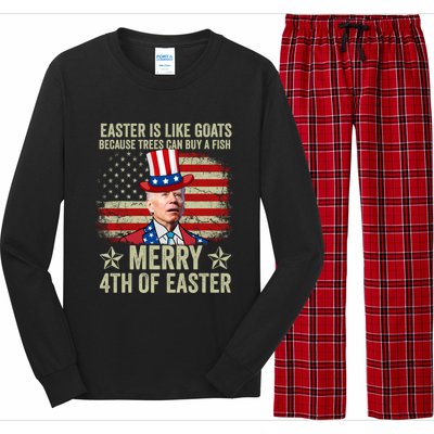 Anti Joe Biden Merry 4th Of Easter 4th Of July Long Sleeve Pajama Set