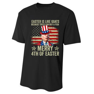 Anti Joe Biden Merry 4th Of Easter 4th Of July Performance Sprint T-Shirt