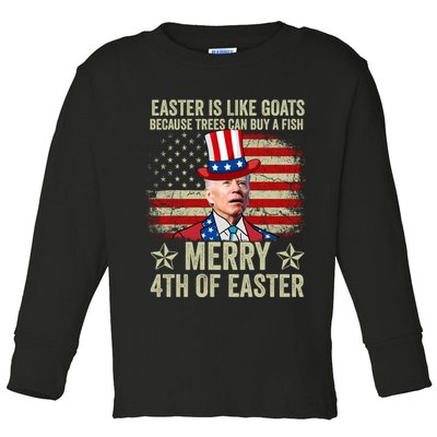 Anti Joe Biden Merry 4th Of Easter 4th Of July Toddler Long Sleeve Shirt
