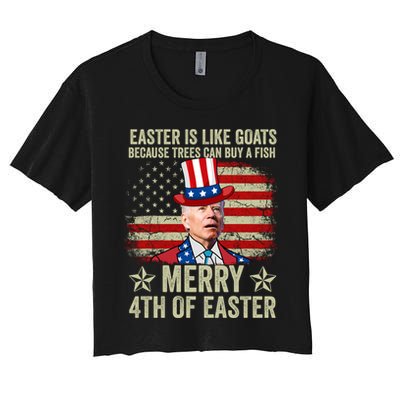 Anti Joe Biden Merry 4th Of Easter 4th Of July Crop Top