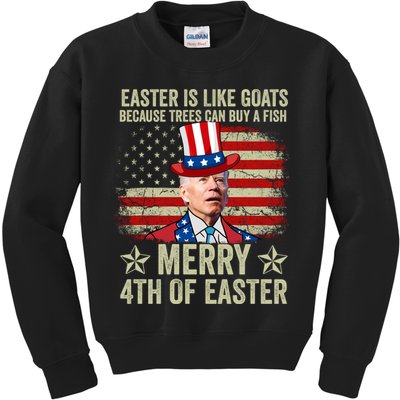 Anti Joe Biden Merry 4th Of Easter 4th Of July Kids Sweatshirt