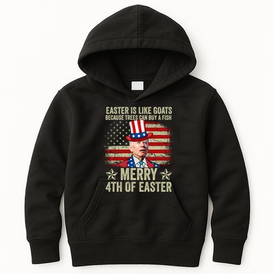 Anti Joe Biden Merry 4th Of Easter 4th Of July Kids Hoodie